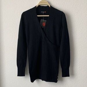 G by Guess Elegant Black V-Neck Sweater Slim Tunic